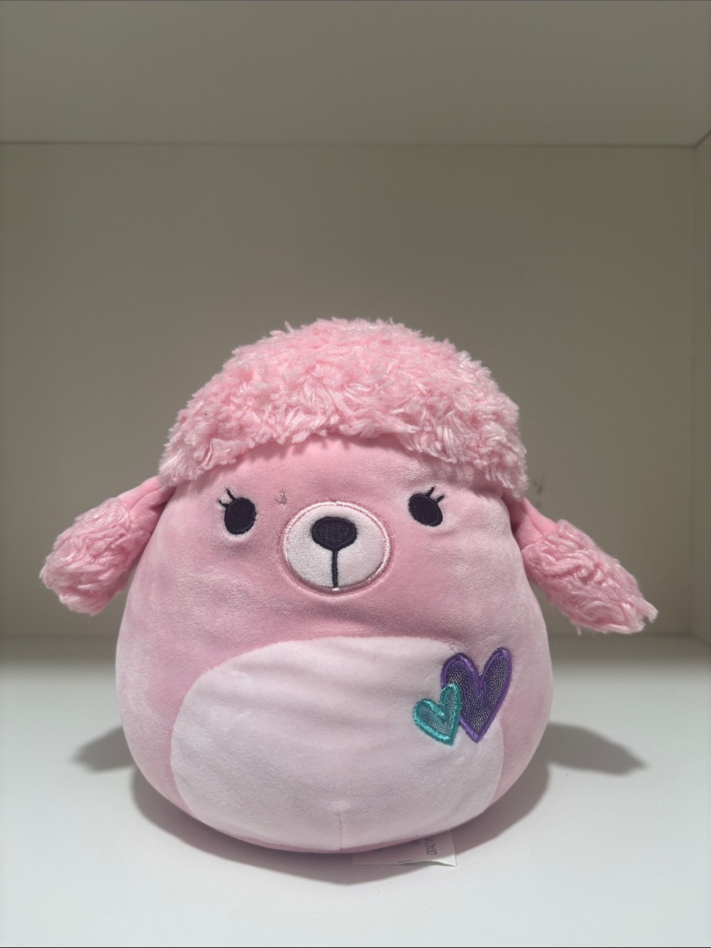Squishmallows Pink Plush Poodle with Heart Accents